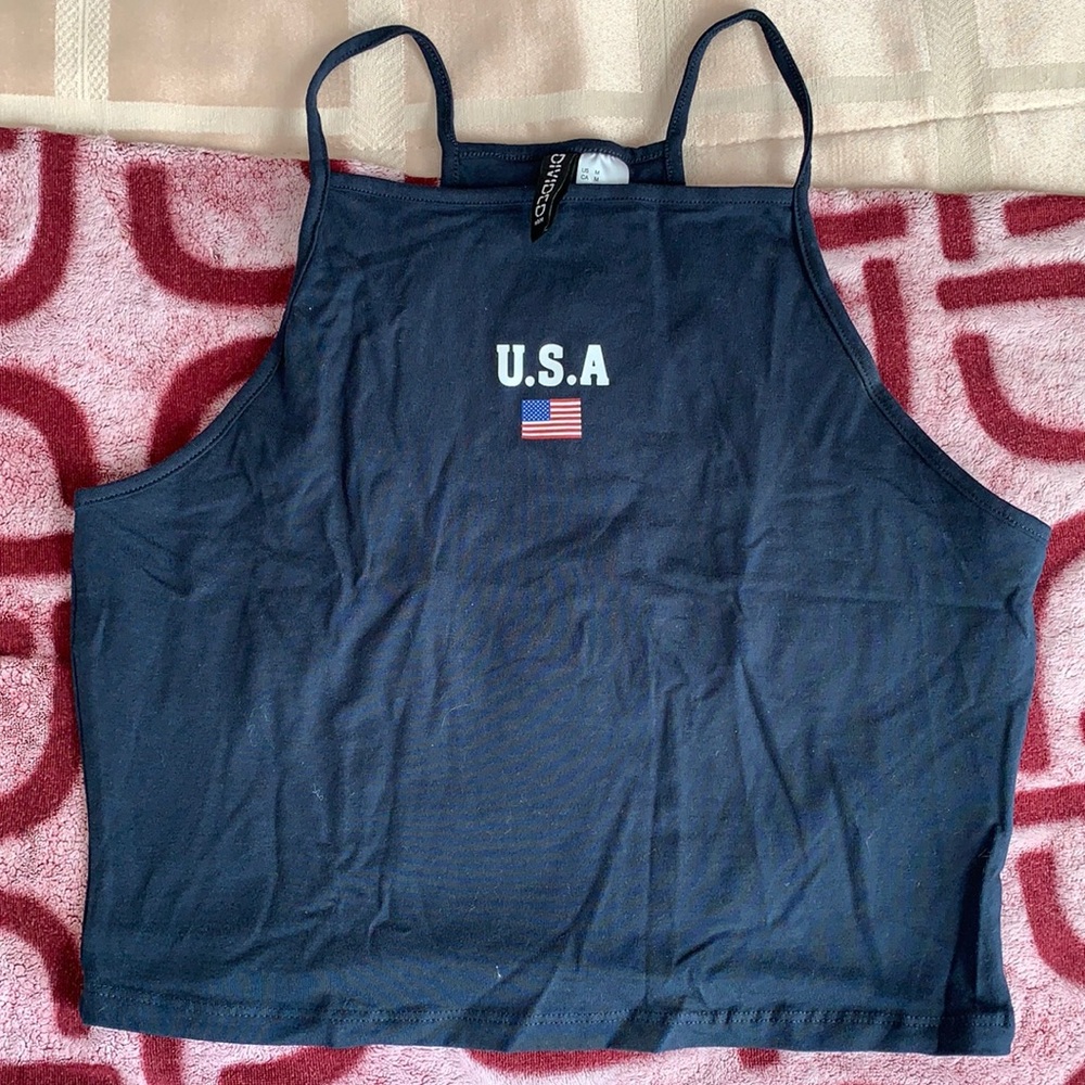 H&M Blue USA Tank Top